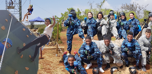 paintball, escalada e slide